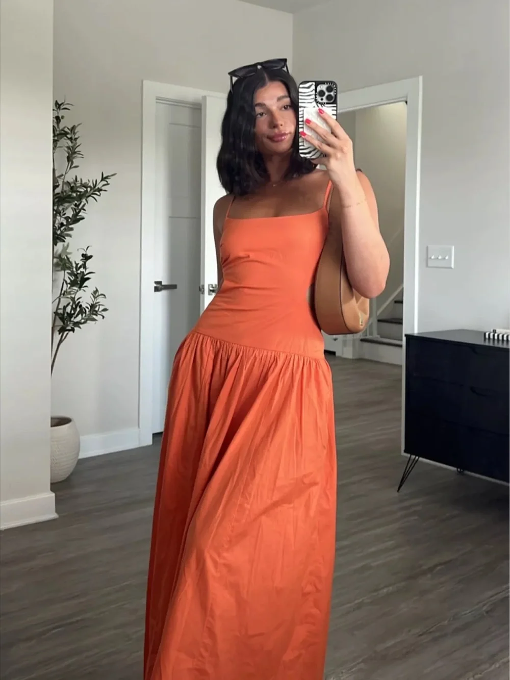 Abercrombie Orange Drop Waist Cutout Dress
